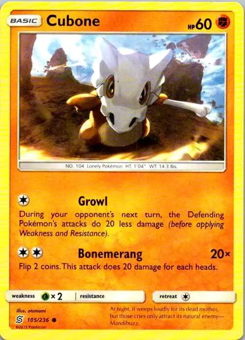 Cubone, 105/236, Cosmic Eclipse, Regular