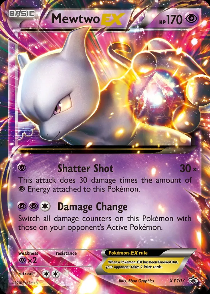 GENUINE — reference: the real Mewtwo EX XY107 (official card image), a full-art card
