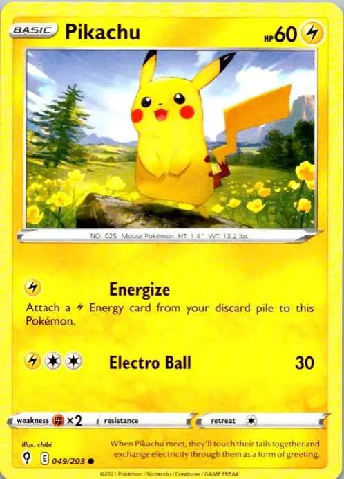 Pikachu, 049/203, Evolving Skies, Holo